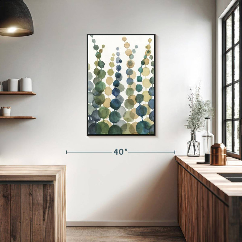 Pompom Botanical I, 25 po x 37 po, Cadre flottant noir