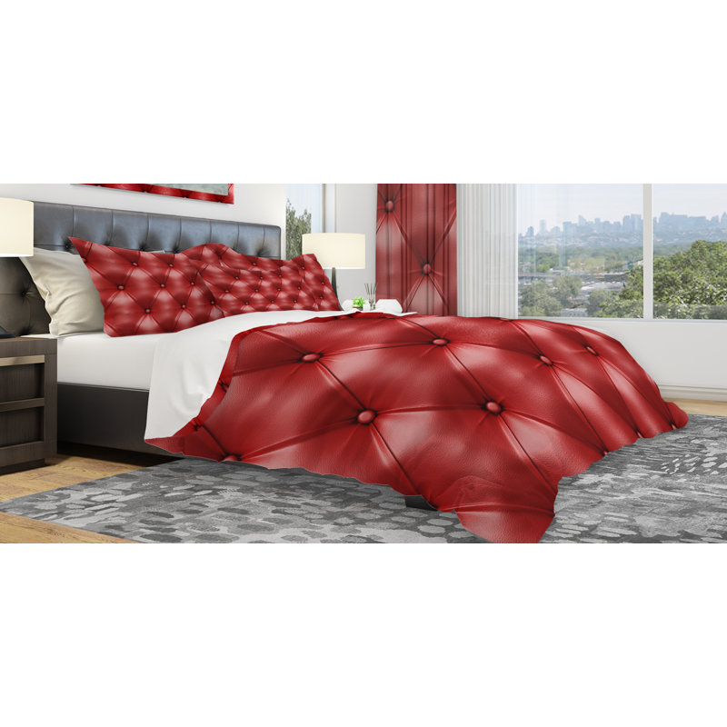 Ensemble de housse de couette en cuir designart luxe classic, Housse simple + 1 taie décorative
