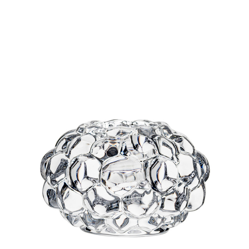 Petite votive framboise en cristal, H 2,75 po x l 4,5 po x P 4,5 po