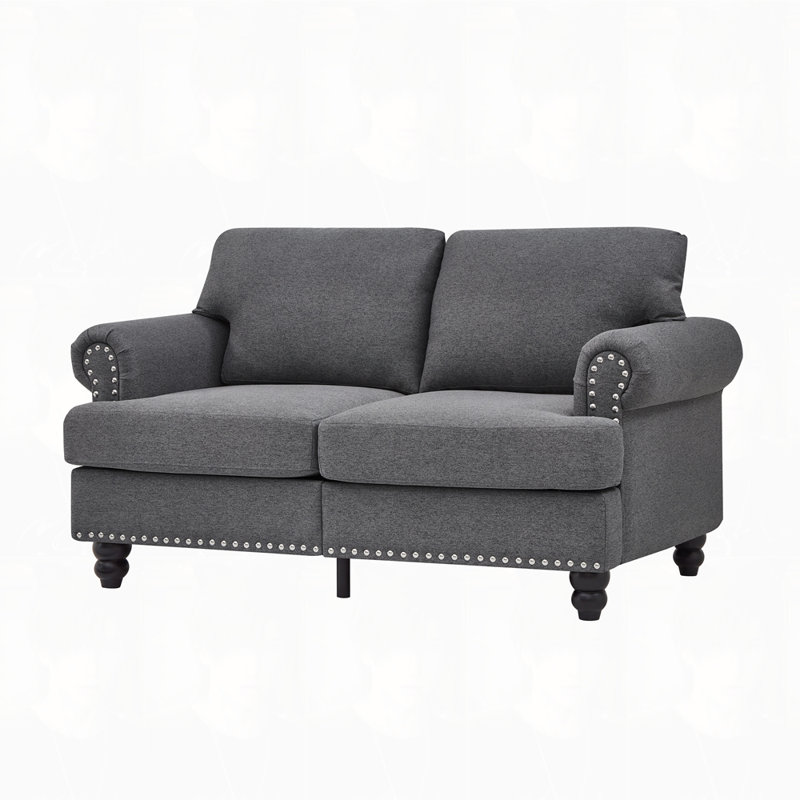 Canapé-causeuse en tissu de polyester, Gris