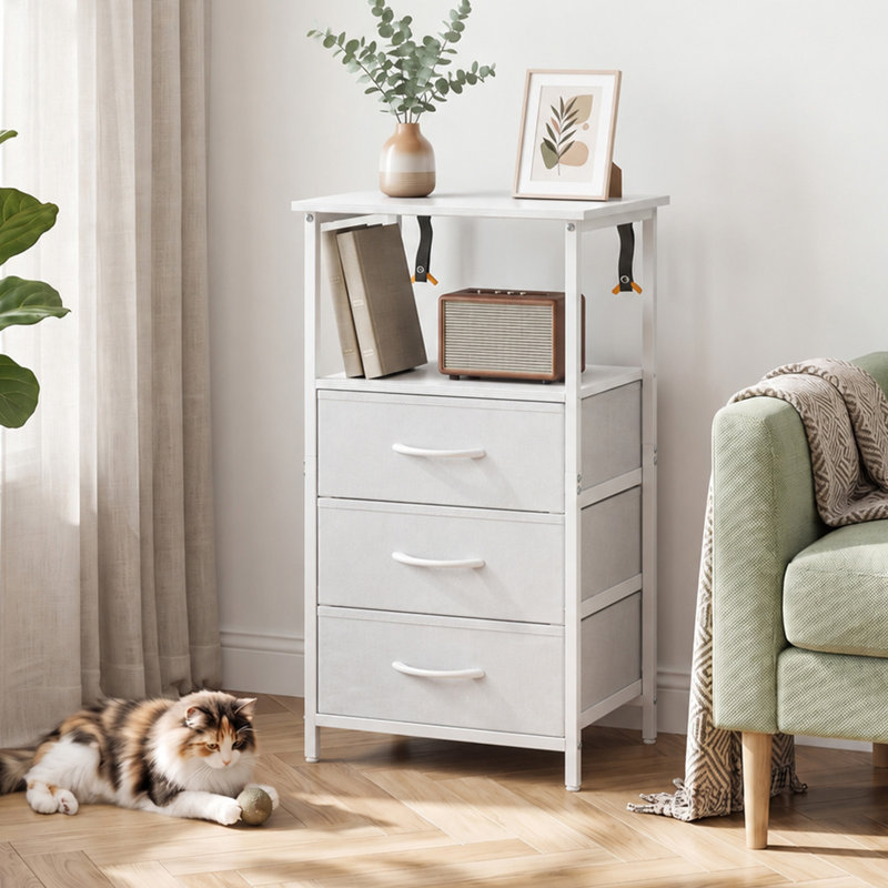 15.7 " W Standard Drawer Nightstand, White