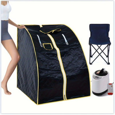 1-Person Portable Steam Sauna Tent Kit with Folding Chair and Remote Control