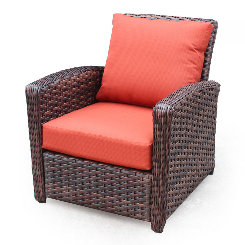 Chaise de terrasse profonde avec coussins Mcconnaughy, Sunbrella® ‑ toile cramoisie