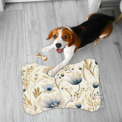 Neutral Florals - 1 Piece Bone Shape Feeding Mat