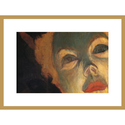 Détail d'un visage de femme au Moulin Rouge par Henri de Toulouse-Lautrec - Impression Giclée sur cadre