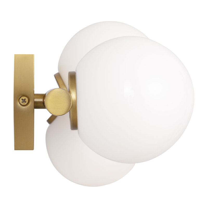 Sean Lavin Altair Bathroom Bedroom Wall Fixture With Milk Shade, Burnished Brass, 6.25" H x 16" W x 5.125" D, 3 Lights