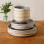 Service de table en grès de 12 pièces Gibson Elite Manila Bay, service pour 4, assiettes et bols artisanaux en glacis réactif, bleu, motif rond-421785068
