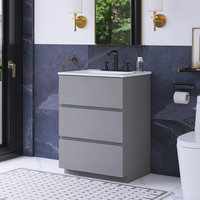 24 po W Meuble-lavabo simple avec lavabo et 3 trous de robinet