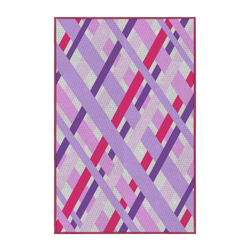 Tapis rose à motifs/mauves de zone, Rectangle 5 pi x 7 pi