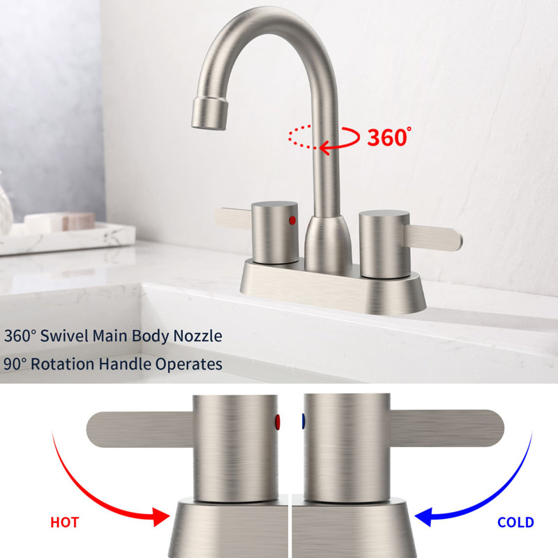 Robinet de salle de bain à centre, Nickel brossé