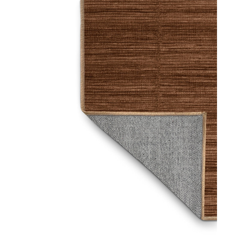 Machine Washable Solid Brown Area Rug, Square 6'