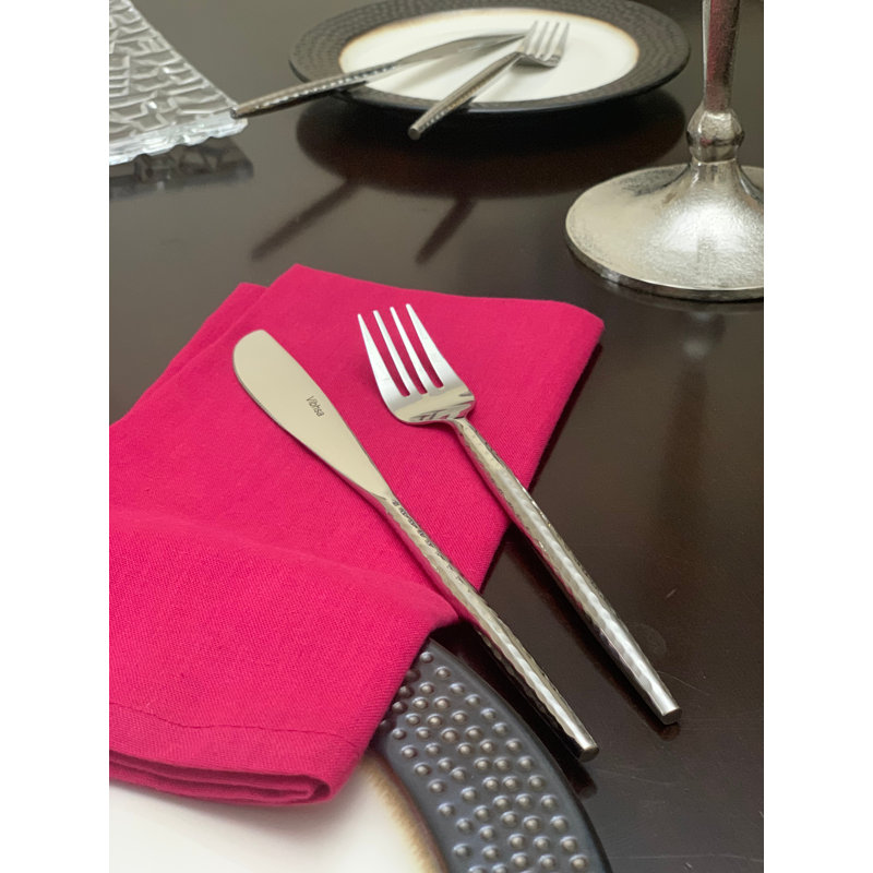 Hammered Stainless Steel 8 Piece Flatware Set, Service for 4
