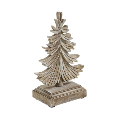 Arbre en bois à plumes au fini hiver 9,75 x 6,25 x 3,5