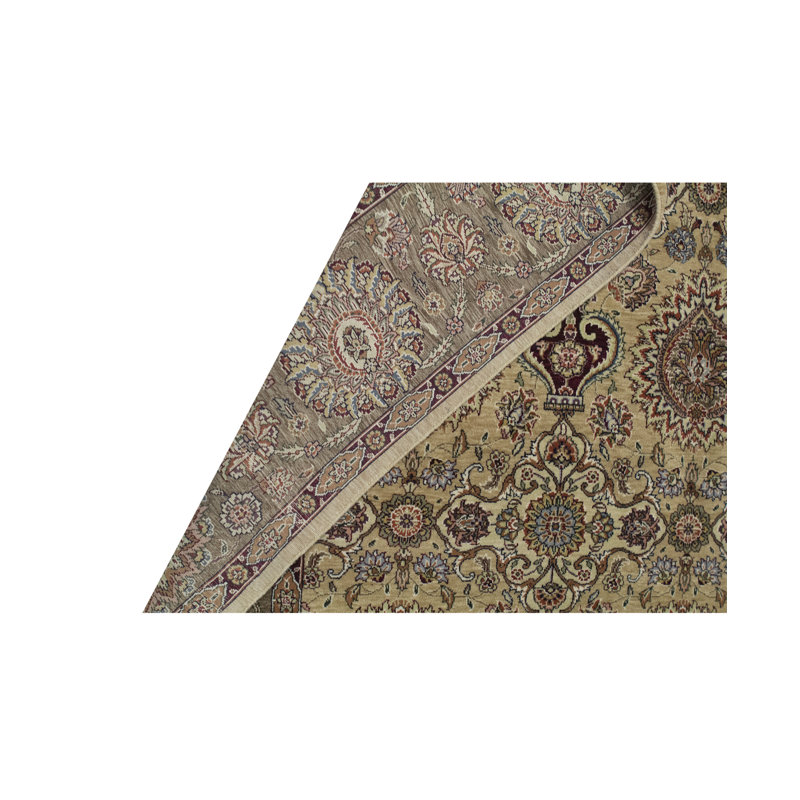 Tapis brun et beige de haute qualité noué à la main