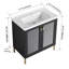 Meuble-lavabo autoportant avec lavabo en céramique et porte à fermeture douce