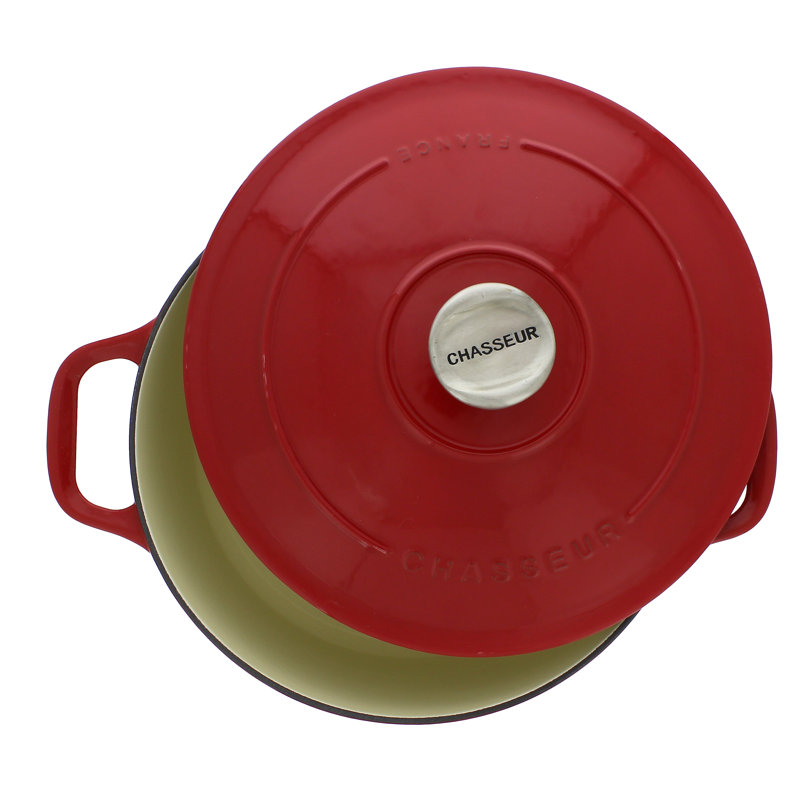 Red Enameled Cast Iron 2.6 Quart Oval Braiser with Lid