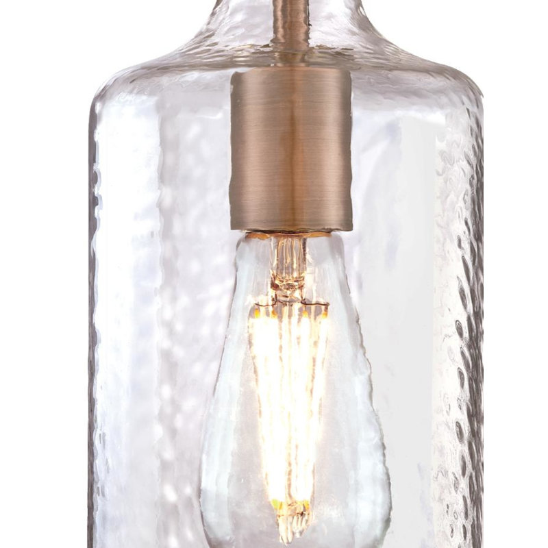 Luminaire suspendu cylindrique à 1 lumière Katelynn, Cuivre lavé