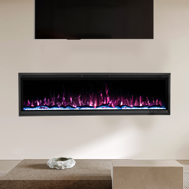 40" Ultra-Narrow Bezel Electric Fireplace Recessed & Wall Mounted Heater, CSA Certified