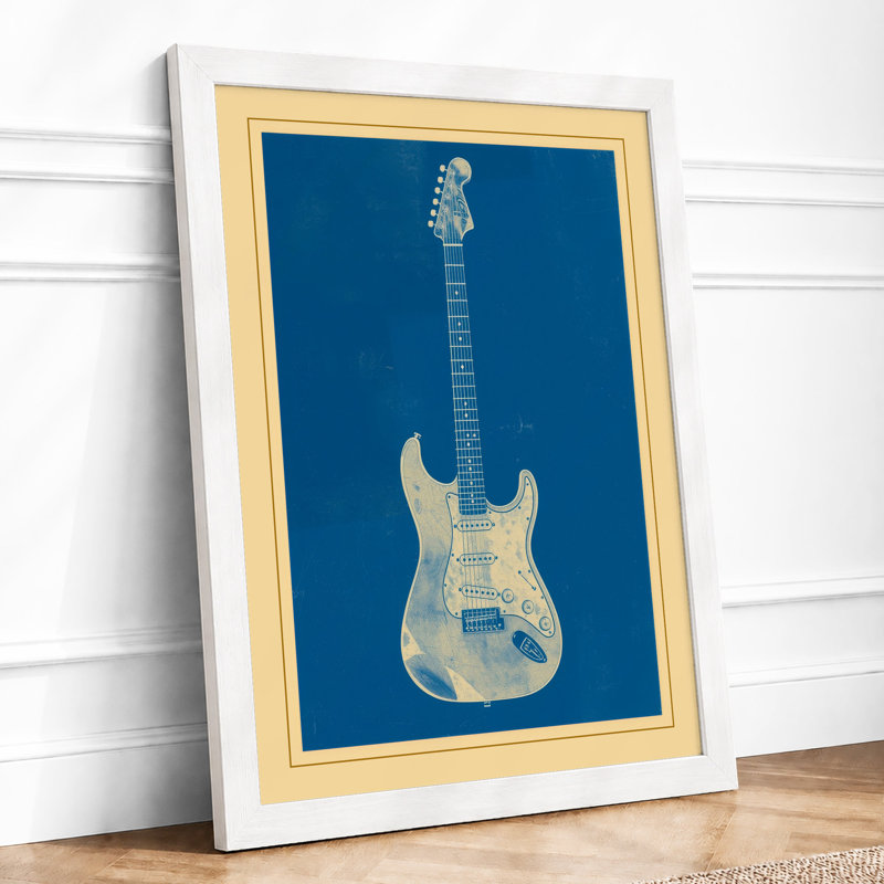 Fender Stratocaster Minimalist - Framed Print, A1 - 84.1 x 59.4 cm, White