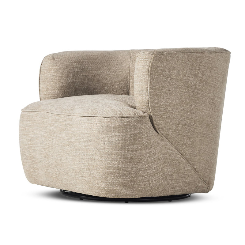 Mila Swivel Barrel Chair, Laken Stone Performance Textured Weave