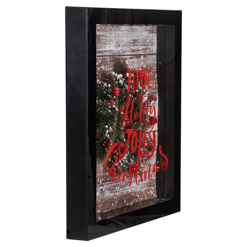 14 "3D encadré noir" Have a Holly Jolly Christmas "boîte de Noël à DEL décorative