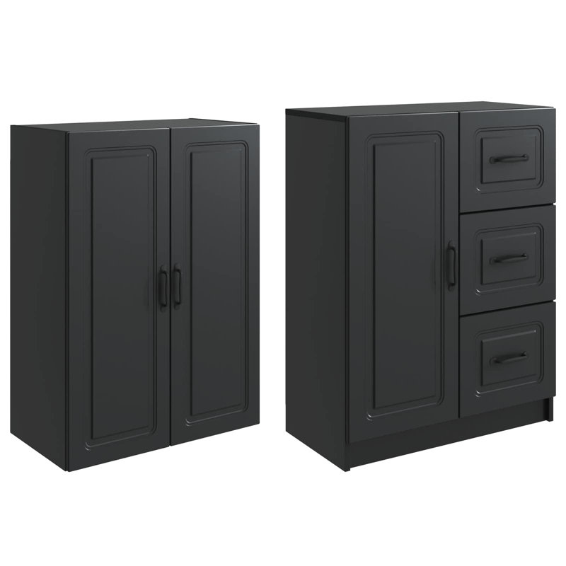3 -Door 3 Storage Cabinet, Black