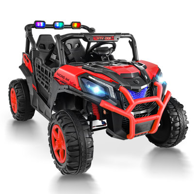 24 Volt Ride On Toys Truck, 2 Seater 2WD/4WD Switchable Off-Road Truck Ride On Buggy Car W/Remote Control