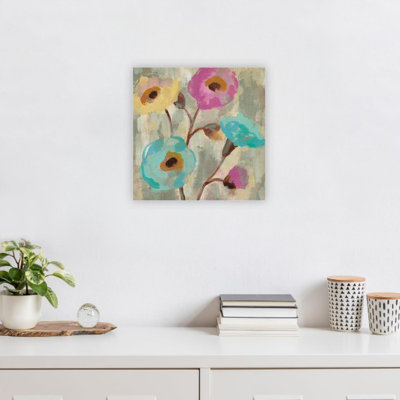Impression sur toile 24 "x 24" bleu et rose