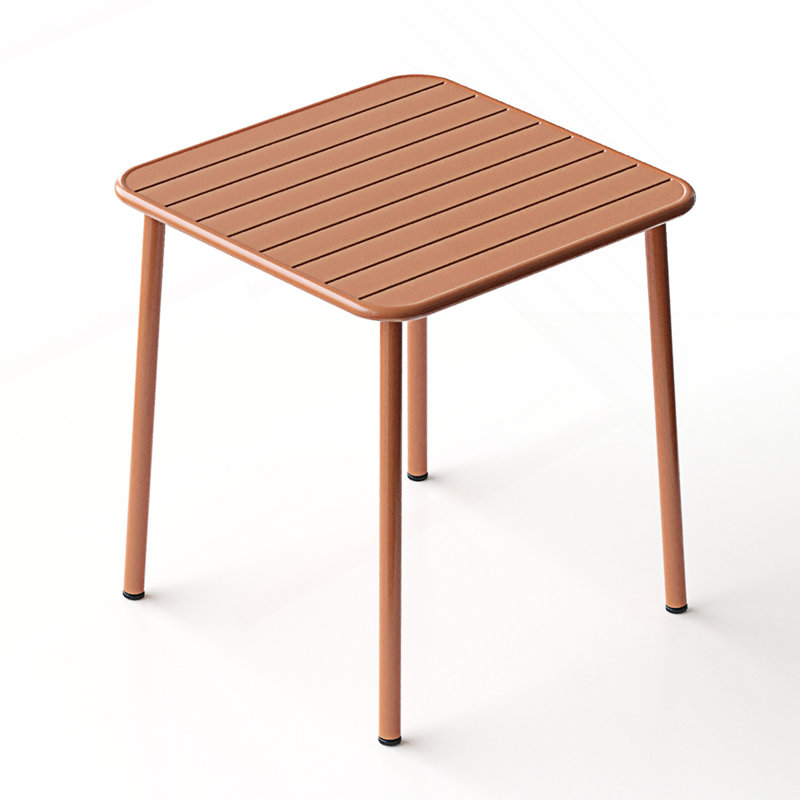 Table carrée, table de cour extérieure, petite table de salle à manger, Rouge brique clair