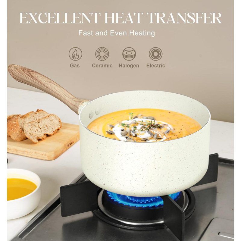 Ensemble de casseroles avec couvercle Ensemble de casseroles à revêtement antiadhésif avec revêtement en granite Ensemble de casseroles non toxiques de 3 pte compatible avec 1 pte, 2 pte et 3 pte
