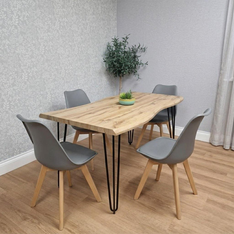 Dining Set, 75cm H x 140cm L x 80cm W  , Grey/Brown