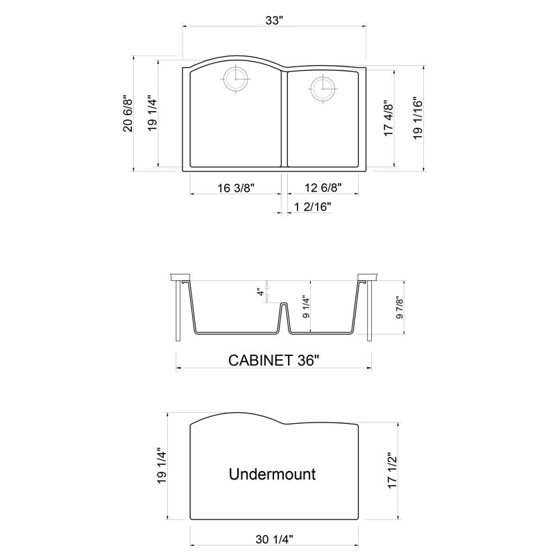 Évier de cuisine à double cuve en granite 33 po x l 21 po, Chocolat