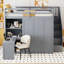 Lit mezzanine double avec garde-robe, bureau et tablettes, gris (OLD: LT000679AAE)-458178446