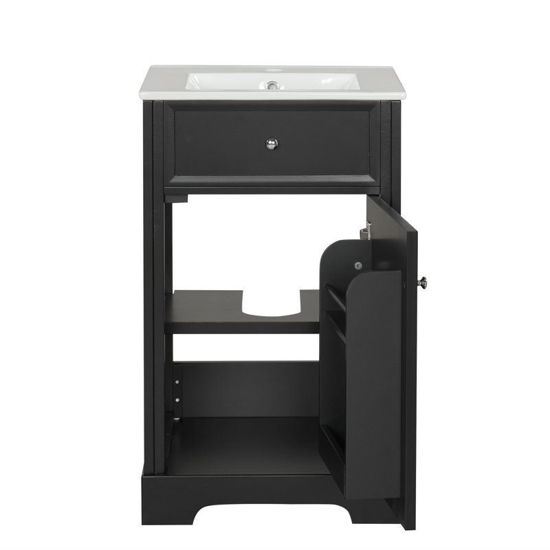 Meuble-lavabo de 20 po avec lavabo, Noir