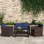 Ensemble de meubles de patio 4 pièces avec coussins épais - 2 chaises, 1 causeuse et table basse - Élégant pour le jardin, le patio et la cour-1244923256
