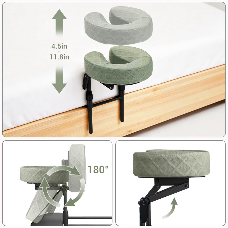 Appui-tête massant pour lit – Oreiller de massage facial à domicile pour dormir sur le ventre et soutenir la nuque, repose-tête sous le matelas en mousse mémoire respirante, trousse de massage portable pour la relaxation à domicile (vert)