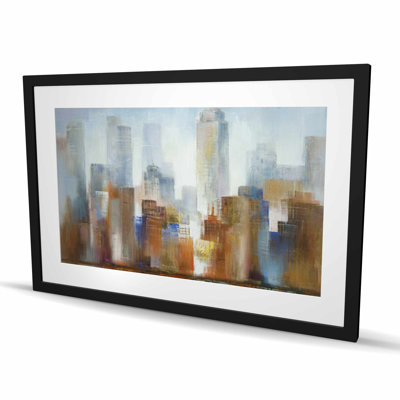 Paysage urbain dans le brouillard - Reproduction matte encadrée pour la décoration intérieure