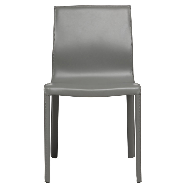 Chaise rembourrée en cuir Kupang, Gris