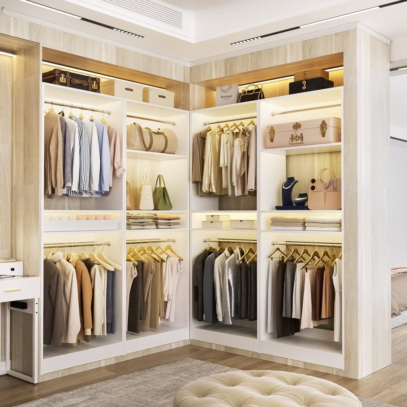 Closet System 2ith Hanging Rods and Shelves, White