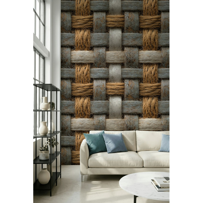 Papier peint tissé à motif géométrique rustique, Non tissé, non collé