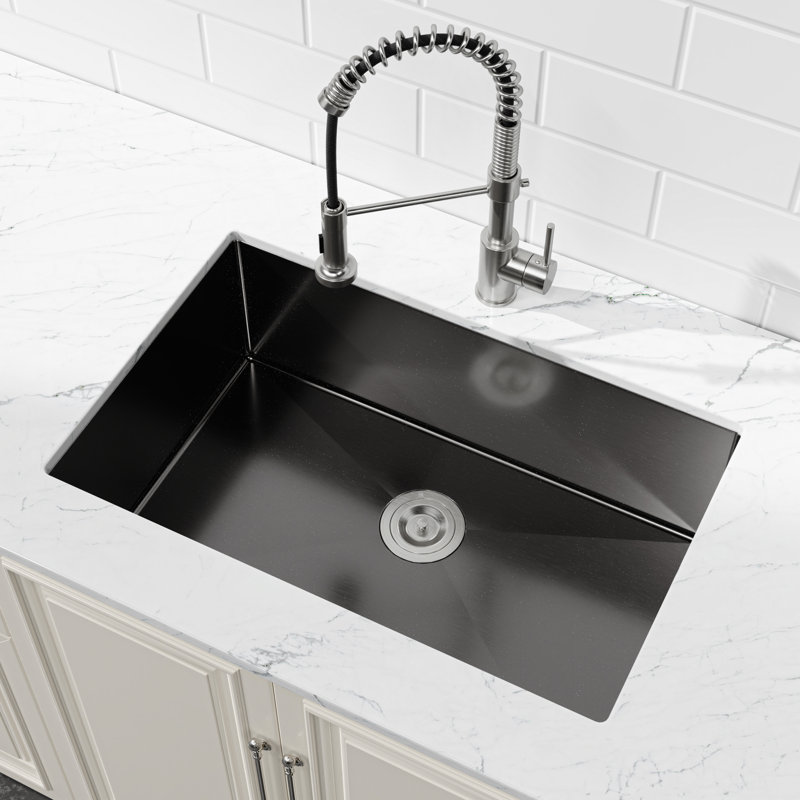 304 Stainless Steel Kitchen Sink 30" X 19" - Black Undermount Workstation With Stain- Finish Efficient Drainage System
