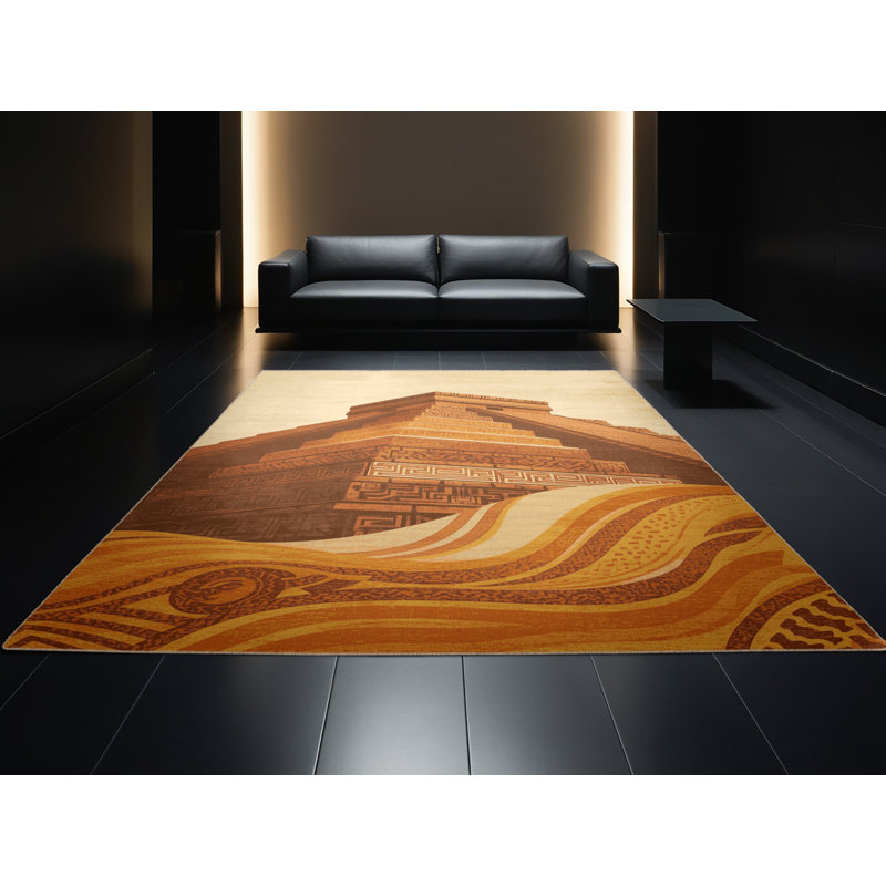 Machine Washable Braylen Classic Oriental Rug in Brown – Beige Binding, 5x7