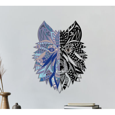 Abstract Colorful Wolf Metal Wall Art Decor for Living Room, New Home & Office, Housewarming Gift