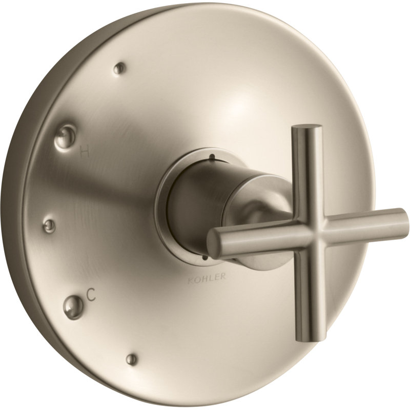 Purist Rite-Temp Valve Trim with Cross Handle, Vibrant Brushed Bronze