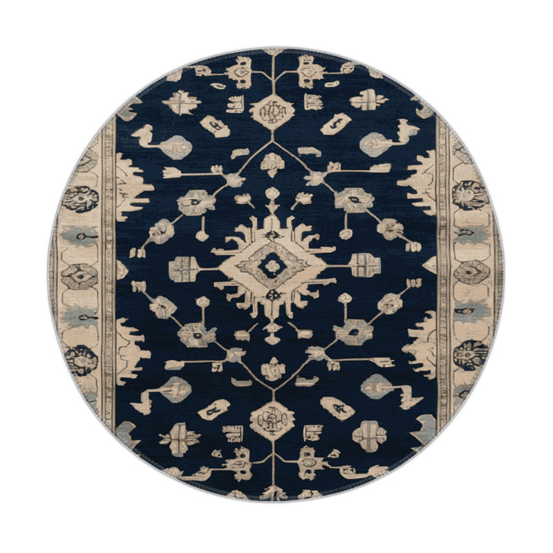 Tapis d'intérieur et d'extérieur surteint beige, Rond 5 pi