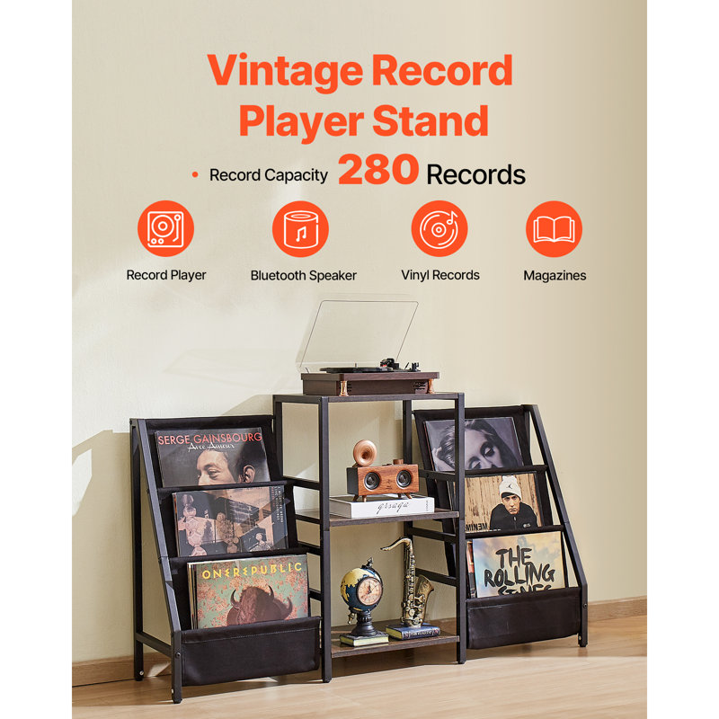 Support à 3 niveaux pour tourne-disque vinyle jusqu'à 280 po