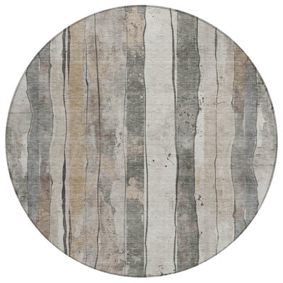 Machine Washable Indoor/Outdoor Xhevrie Putty Rug