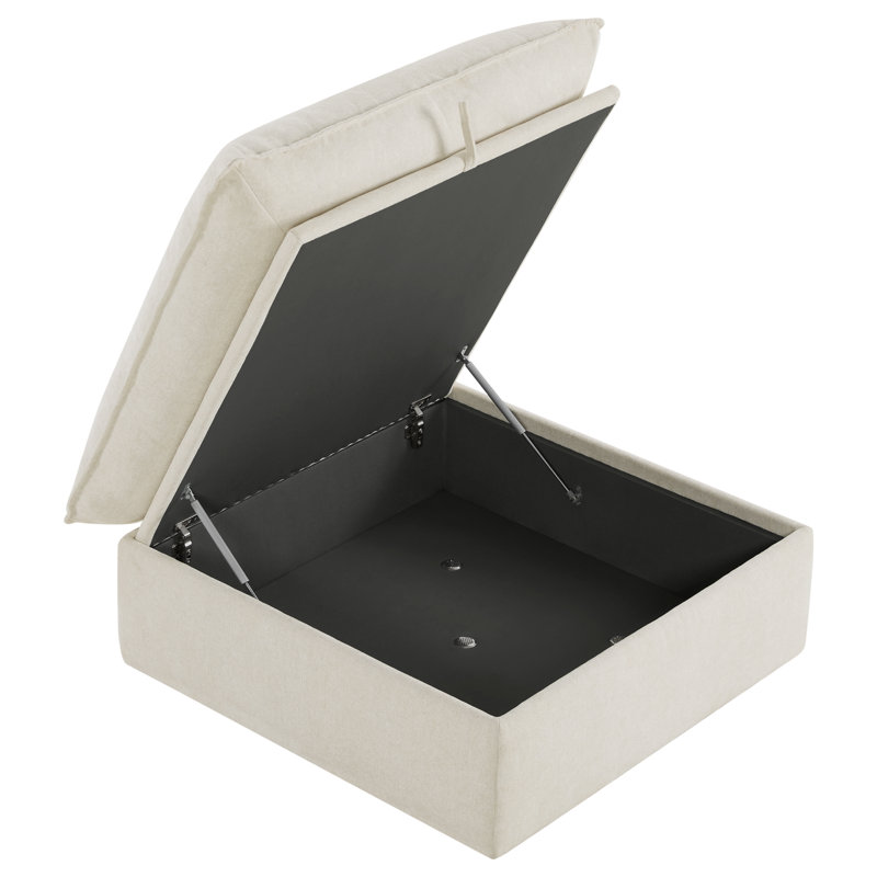 Square Storage Ottoman, Linen