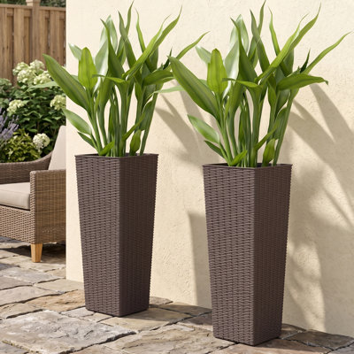 Ensemble de pots à fleurs, pots de 32 pouces de hauteur, ensemble de 2 pots à fleurs en plastique avec trous de drainage, pots de jardin décoratifs modernes pour l'intérieur et l'extérieur