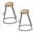 24 Inch Mango Wood Industrial Counter Height Stool, Saddle Seat, Iron, Set of 2, Brown, Black-112475146-71283410